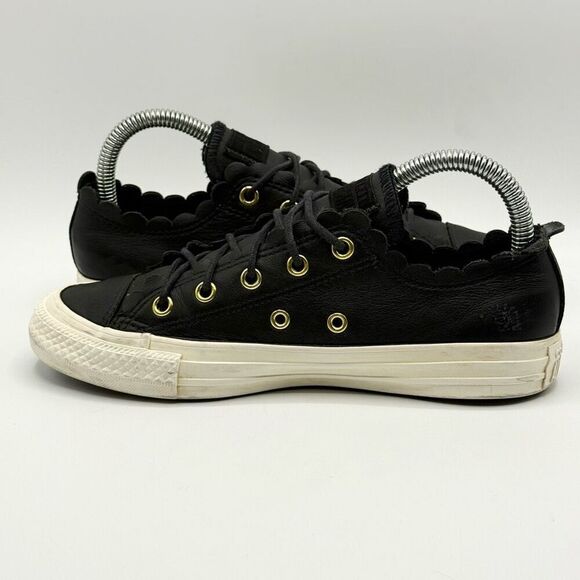 Converse CTAS Ox Frilly Thrills Black Gold Egret Lace Up Women's Shoe US Size 6 - Picture 6 of 12